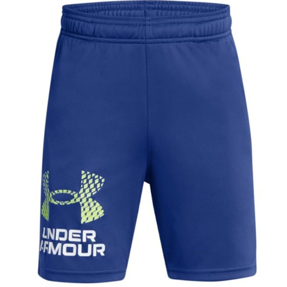 4/$30 Bundle 🌈•Under Armour Boys Tech Logo Shorts Tech Blue Morph Green Med NWT